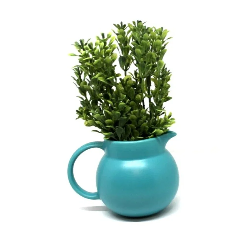 Corelle Coordinates Stoneware Pitcher/Vase Turquoise Blue 2.5
